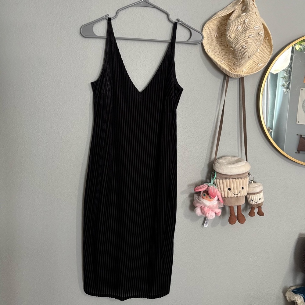 Velvet Striped Mid Dress